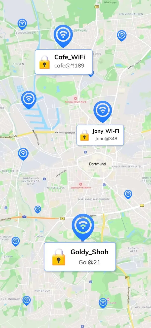 Wifi Password on Map Wifi View screenshot 1