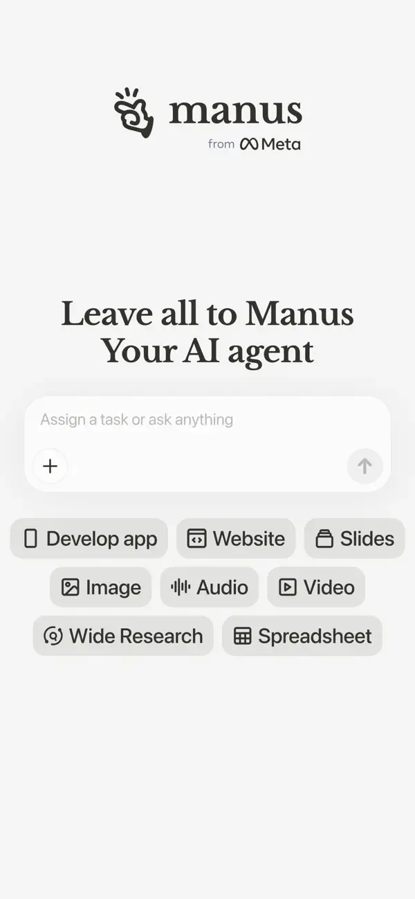 Manus - AI Agent & Automation screenshot 1