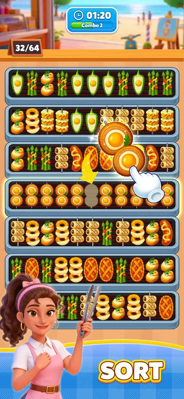 Grill Cooking: Sort Challenge screenshot 1