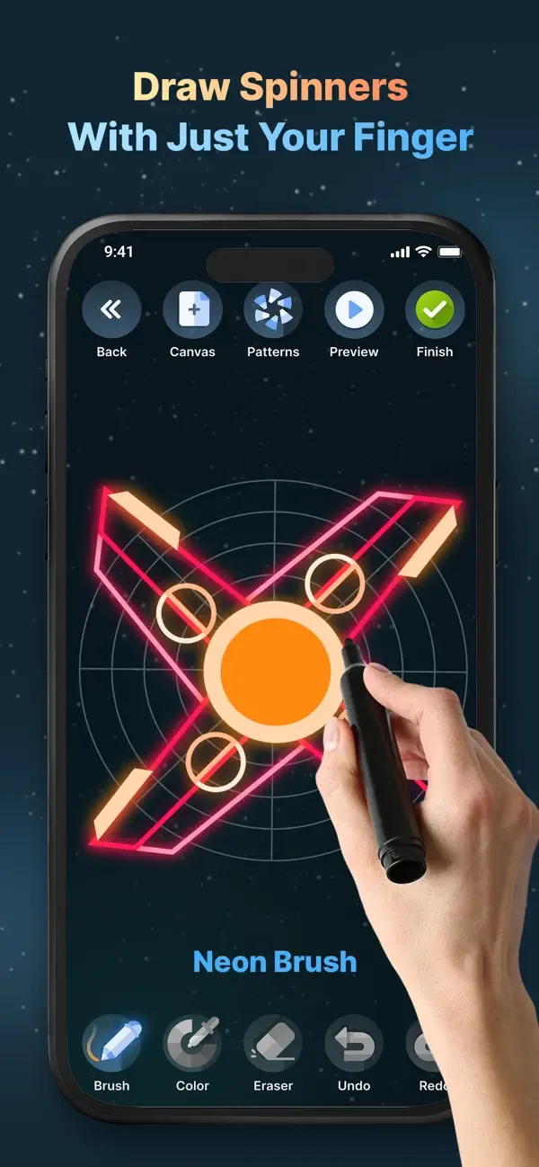 Finger Spinner: Neon Glow Art screenshot 1