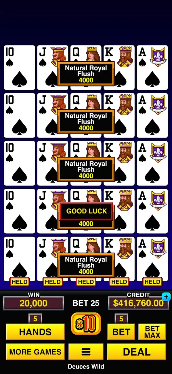 Multi Millionaire Video Poker screenshot 1