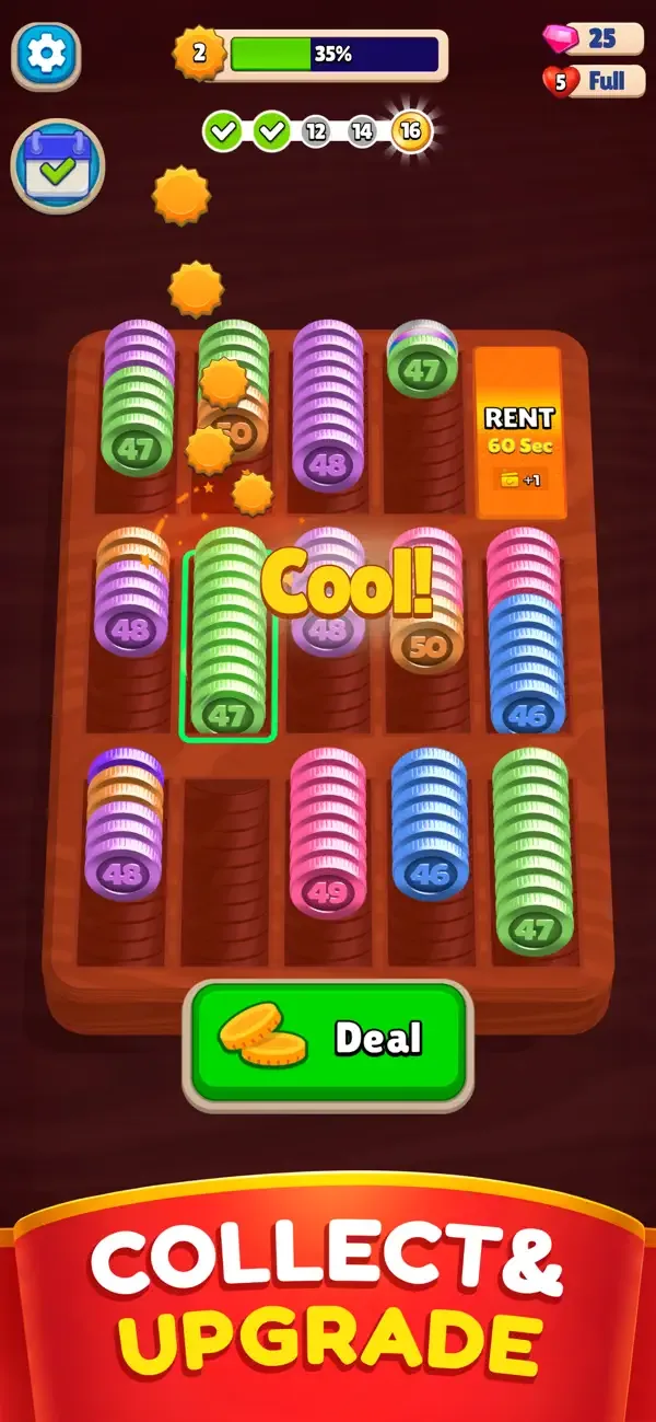 Pocket Sort: Coin Merge Puzzle screenshot 2