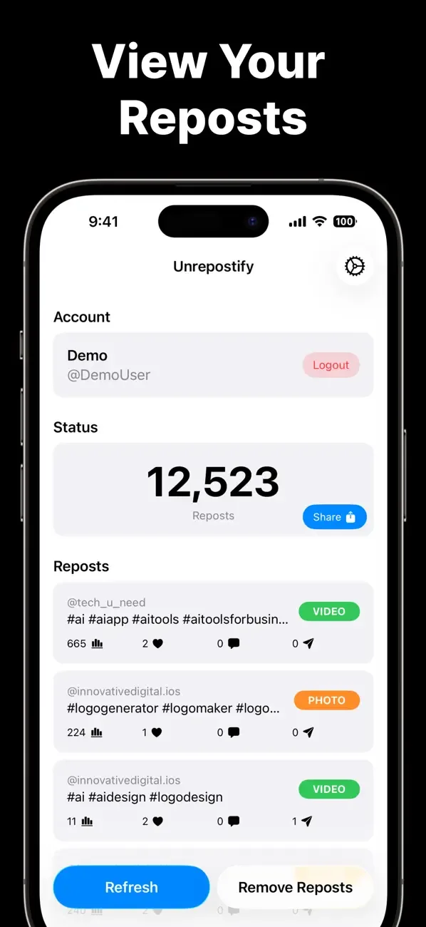 Unrepostify: Remove Reposts screenshot 2