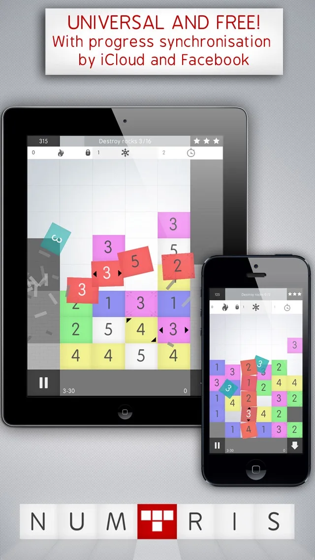 Numtris: best addicting logic number game with cool multiplayer split screen mode to play between two good friends. Including simple but challenging numeric puzzle mini games to improve your math skills. Free! screenshot 2