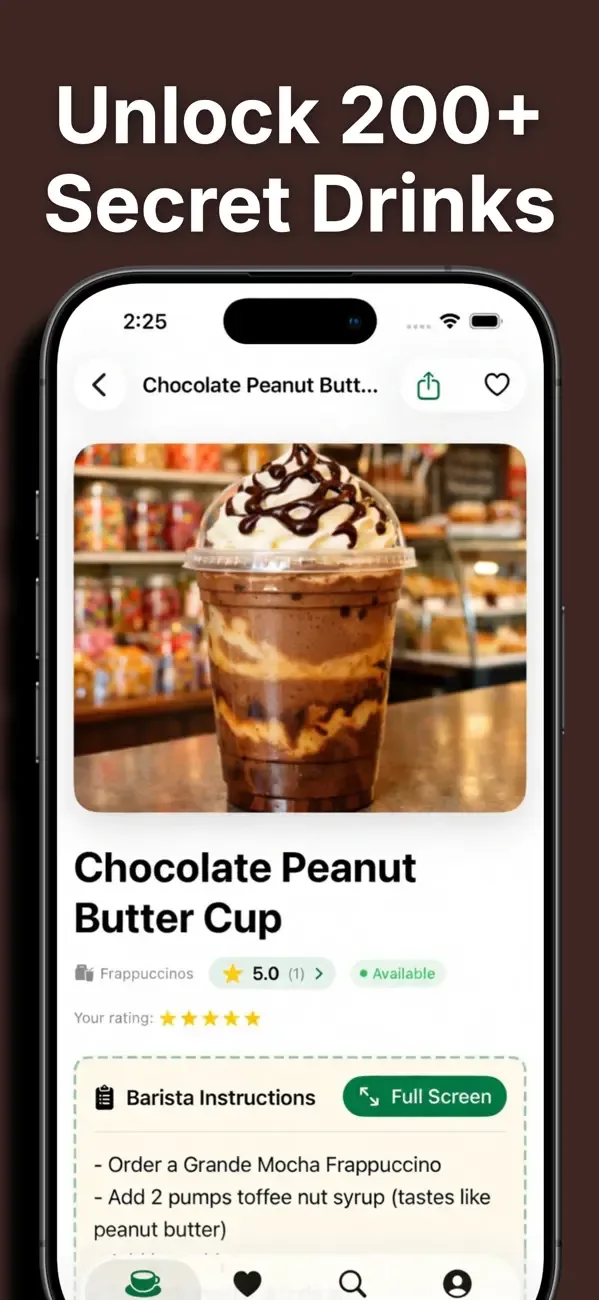 Secret Menu for Starbucks! screenshot 1