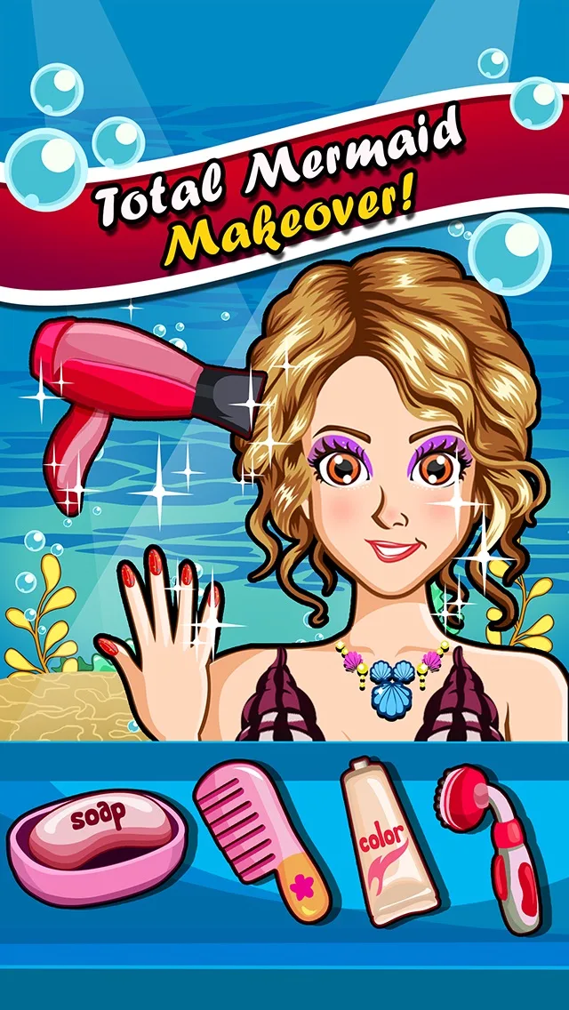 A Mermaid Princess Salon Spa Makeover - fun little nose & leg make up kids games for girls screenshot 1