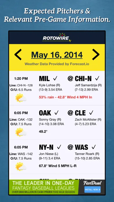 Daily Baseball Lineups screenshot 1