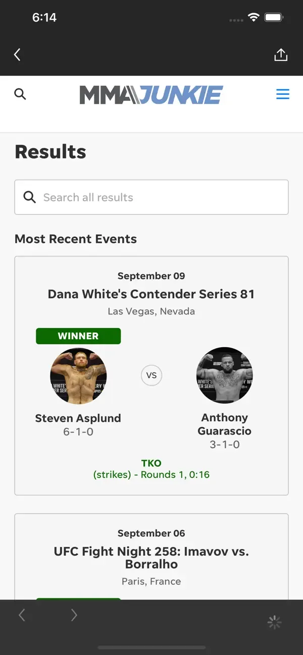 MMAjunkie screenshot 3