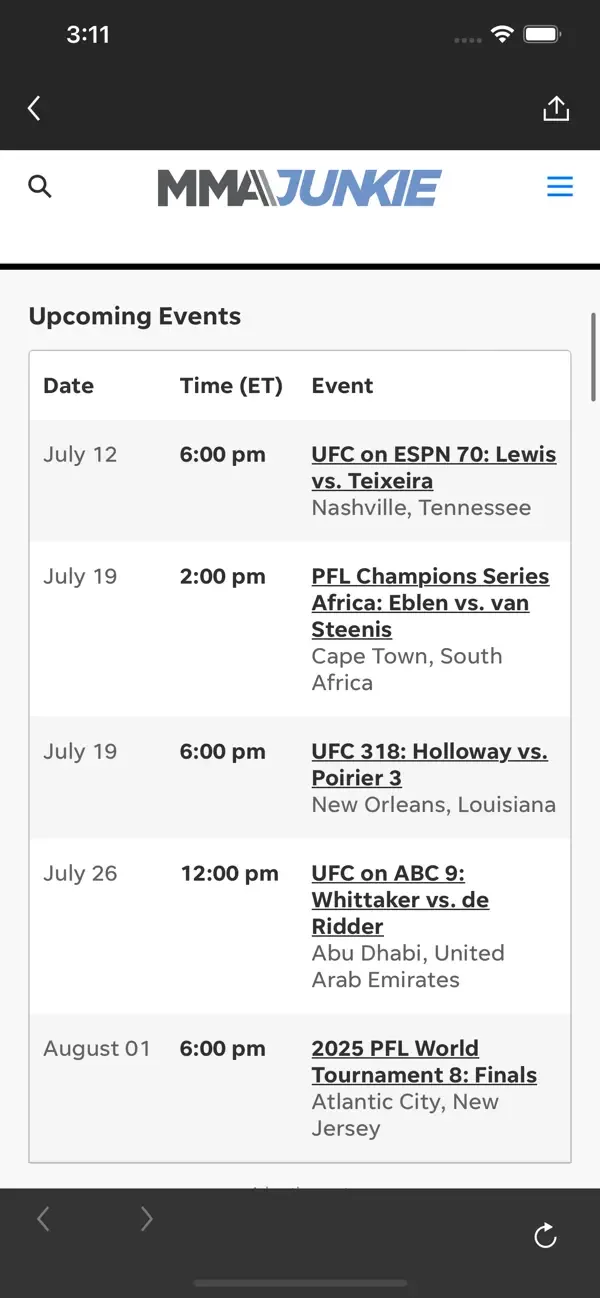 MMAjunkie screenshot 5