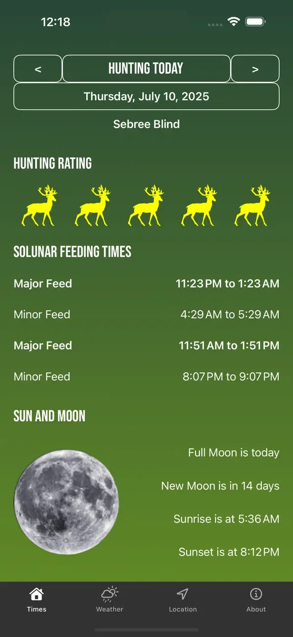 Solunar Best Hunting Times screenshot 1