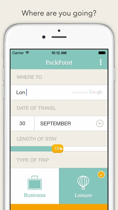 PackPoint Travel Packing List screenshot 1