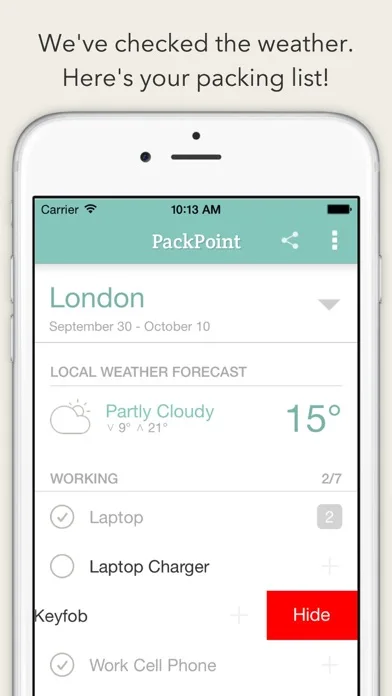 PackPoint Travel Packing List screenshot 3