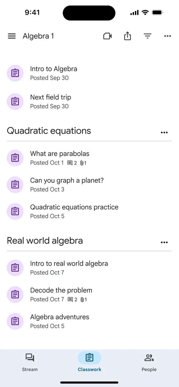 Google Classroom screenshot 3
