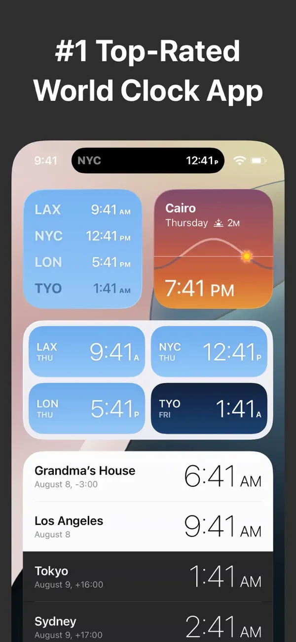 World Clock Time Zone Widgets screenshot 1