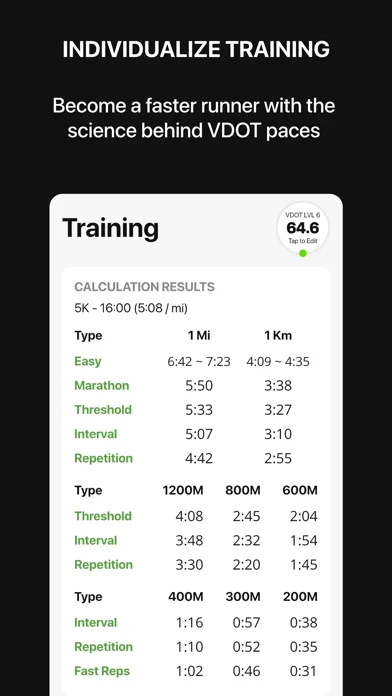VDOT Running Calculator screenshot 2