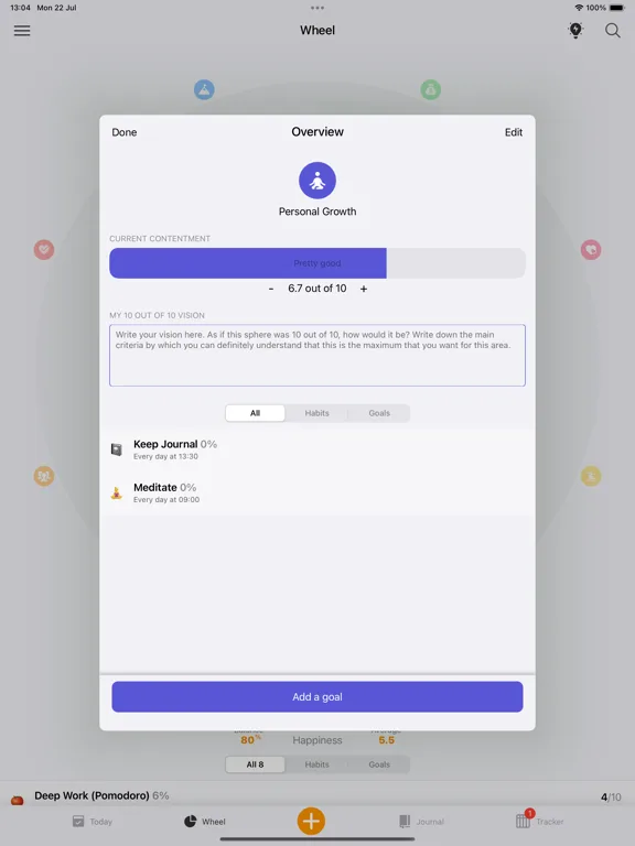 LifeWheel Goal Habit Tracker screenshot 2