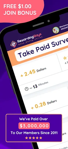 RewardingWays Paid Surveys screenshot 1