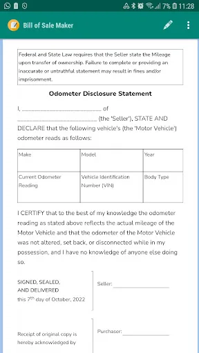 Bill of Sale Maker screenshot 2