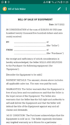 Bill of Sale Maker screenshot 4