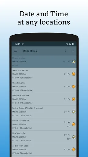 World Clock - TimeZone Widget screenshot 1