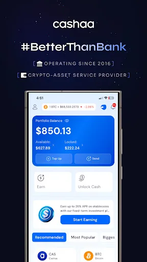 Cashaa: Earn & Manage Crypto screenshot 1
