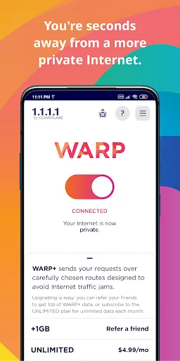 1.1.1.1 + WARP: Safer Internet screenshot 2