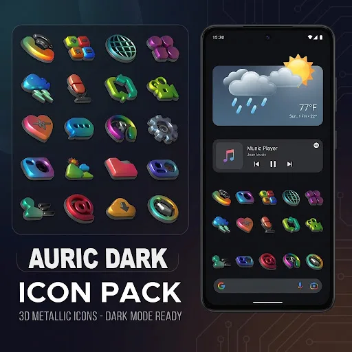 Auric Dark - 3D Icon Pack screenshot 1