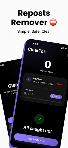ClearTok: repost remover screenshot 1