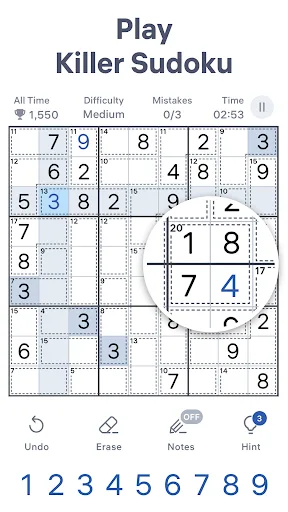 Killer Sudoku by Sudoku.com screenshot 1