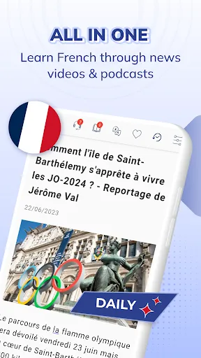 Todaii: Learn French by news screenshot 1
