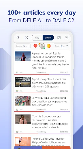 Todaii: Learn French by news screenshot 2