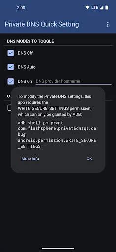 Private DNS Quick Setting screenshot 1