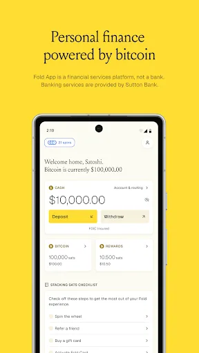 Fold: Bitcoin Personal Finance screenshot 1