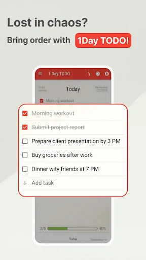 1 Day TODO: Daily Task Manager screenshot 1