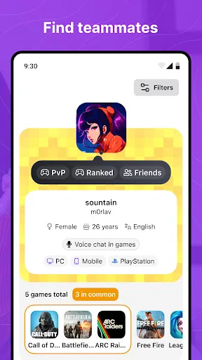 Gameram: Find gaming teammates screenshot 1