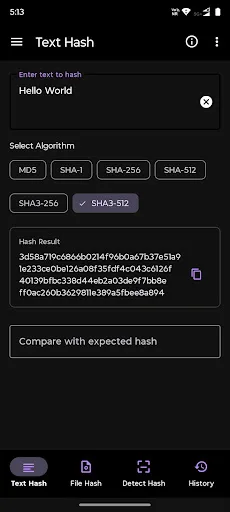 HashCalc: MD5, SHA-1, 256, 512 screenshot 2