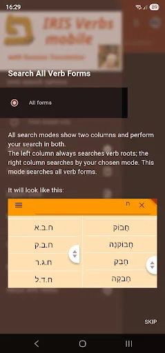IRIS Hebrew Verbs screenshot 2