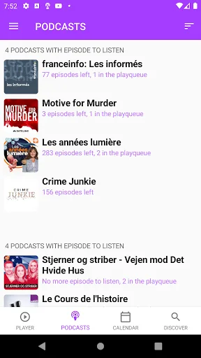Podcasts Player and tracker screenshot 1
