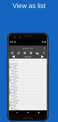 Shift calendar screenshot 2