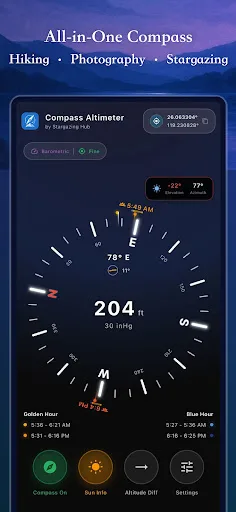 Compass Altimeter: Sun & Moon screenshot 1