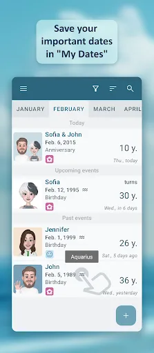My Dates - Birthday reminder screenshot 1