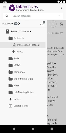 LabArchives ELN screenshot 2