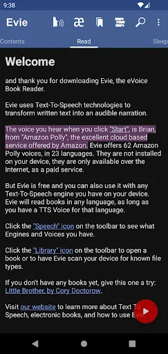 Evie - The eVoice book reader screenshot 1
