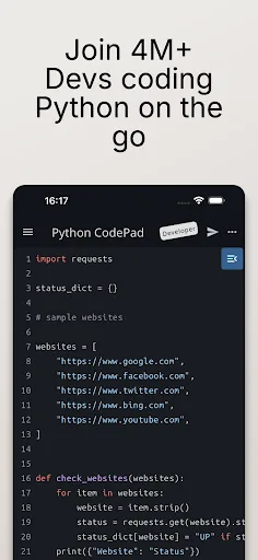 Python Coding Editor & IDE App screenshot 1