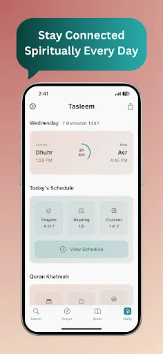 Tasleem: Quran, Prayer, Search screenshot 1