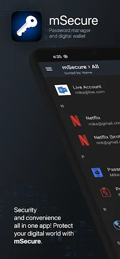 mSecure - Password Manager screenshot 1