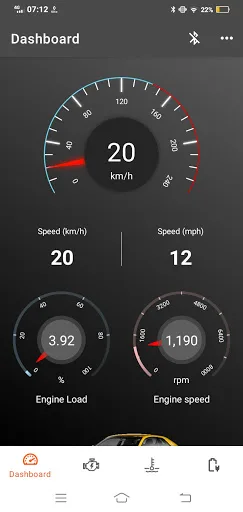 OBD2 ELM327 Dashboard screenshot 1