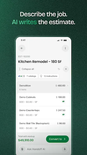 Handoff Construction Estimator screenshot 2