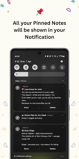 Notes - Pin to notification screenshot 3