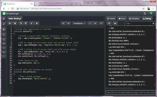 DroidScript: JS and Python IDE screenshot 5